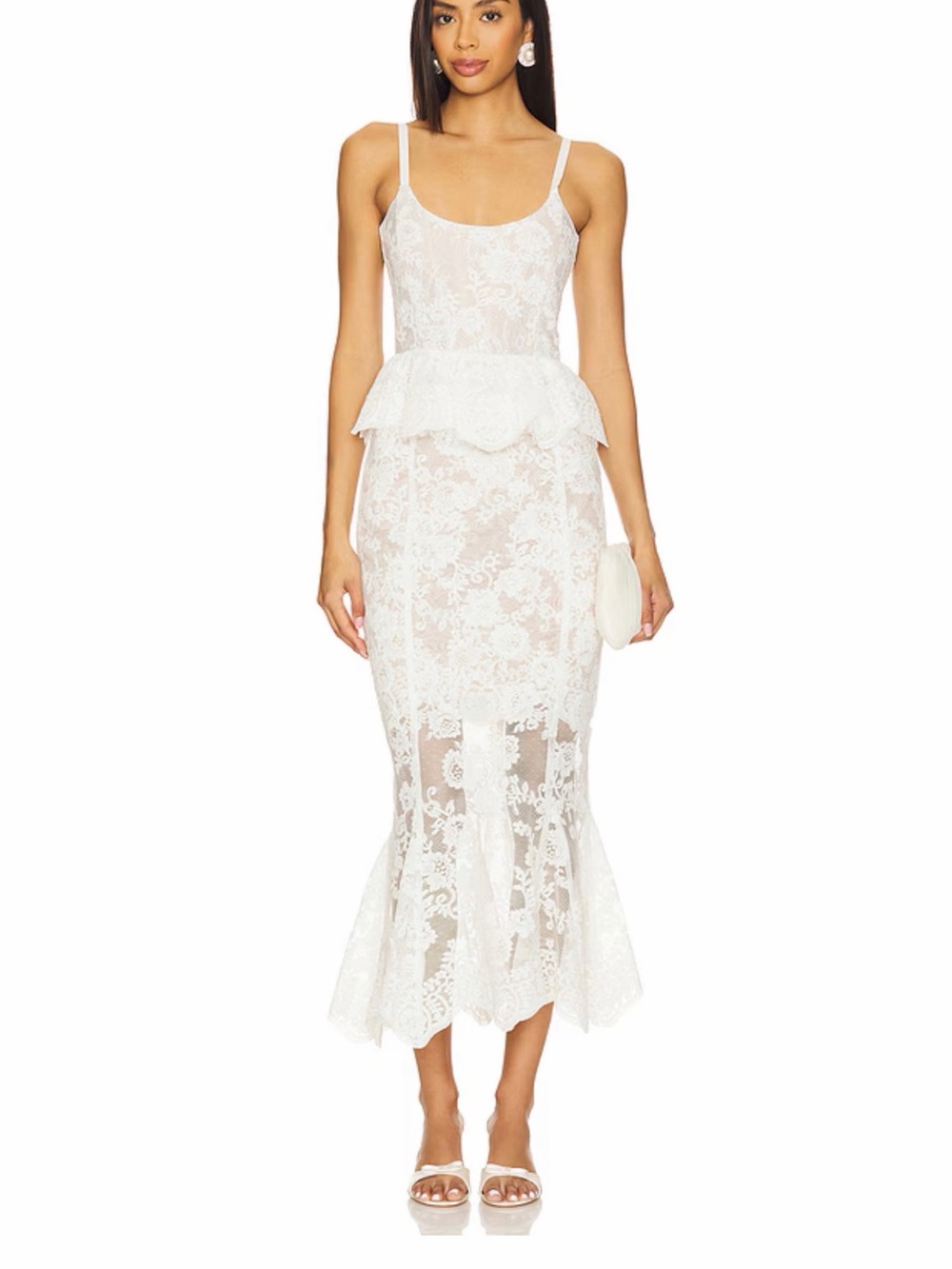 Vinetta White Chantilly Lace Peplum two piece set